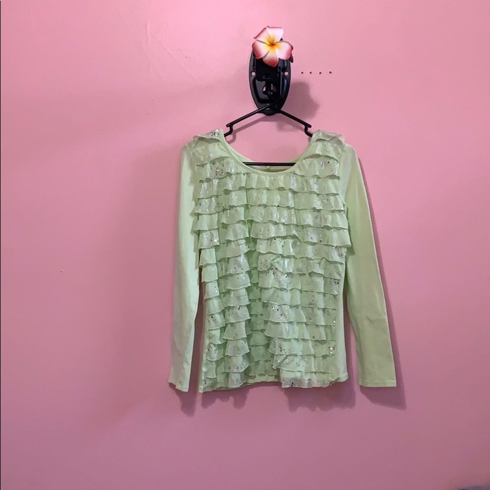 Justice girls shirt sz 20 girls green long sleeve